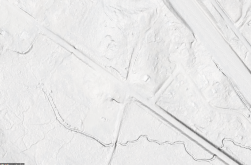 LIDAR hillshade showing the old Reid's Station site