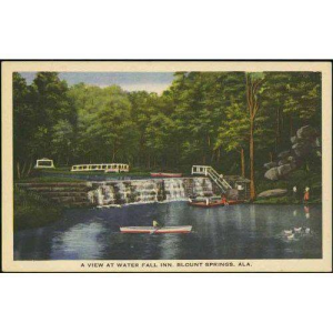 Vintage postcard, A View at Water Fall Inn, Blount Springs, Ala.