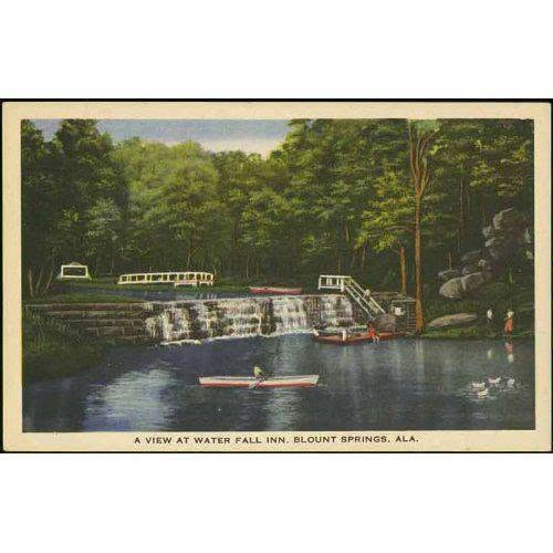 Vintage postcard, A View at Water Fall Inn, Blount Springs, Ala.